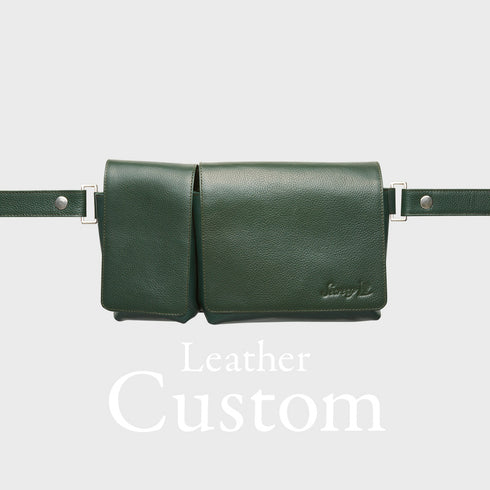 カスタム 牛革ボディ&ヒップバッグ(グリーン)