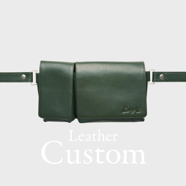 カスタム 牛革ボディ&ヒップバッグ(グリーン)