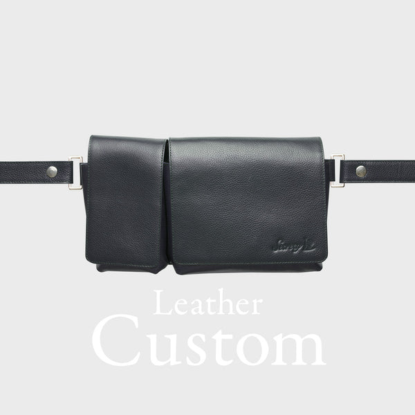 カスタム 牛革ボディ&ヒップバッグ(ネイビー)