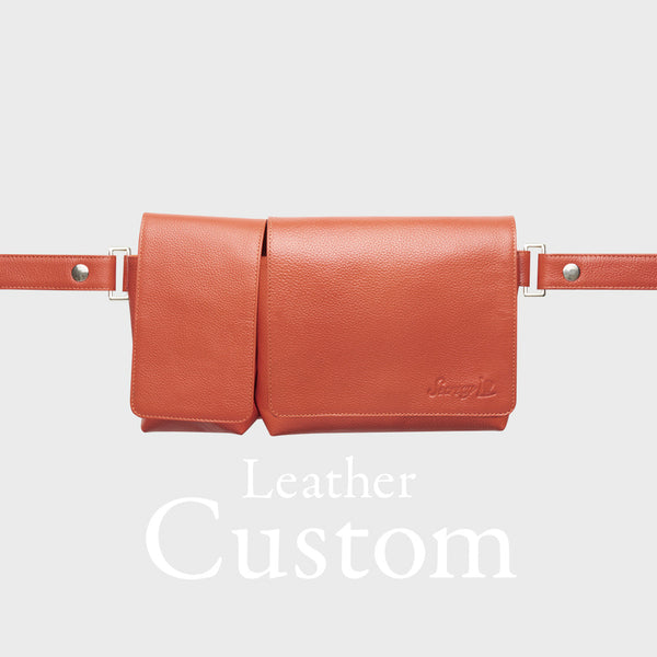 カスタム 牛革ボディ&ヒップバッグ(オレンジ)