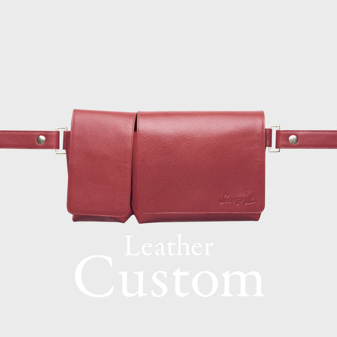 カスタム 牛革ボディ&ヒップバッグ(レッド)