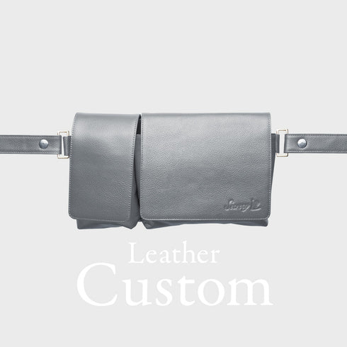 カスタム 牛革ボディ&ヒップバッグ(シルバー)