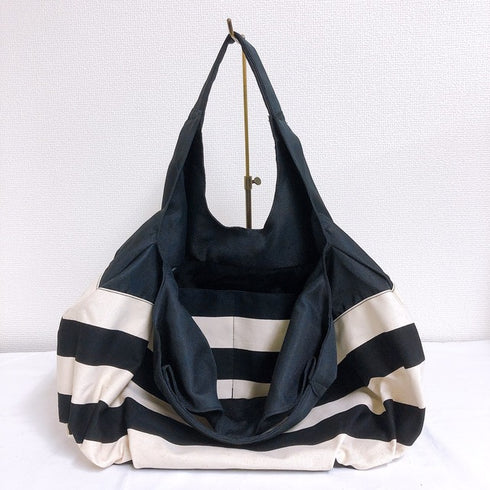 ボーダーバルーンバッグ(ブラック)