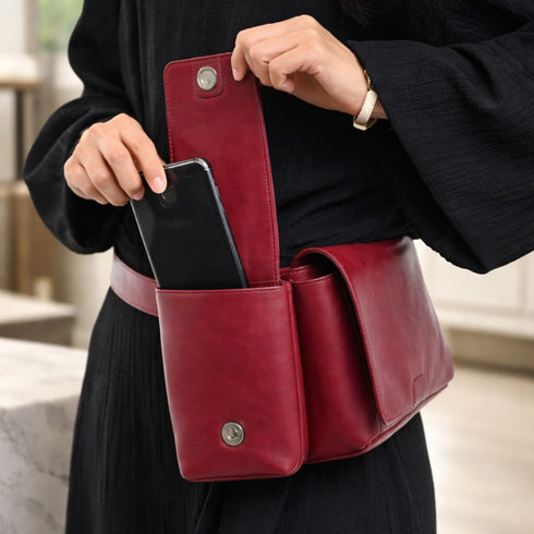 Cowhide body and hip bag (orange)