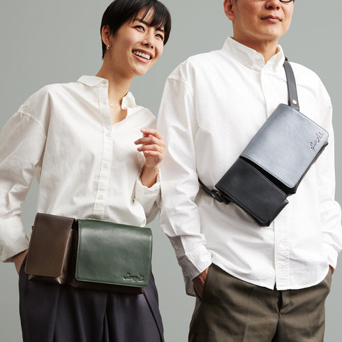 カスタム 牛革ボディ&ヒップバッグ(オレンジ)